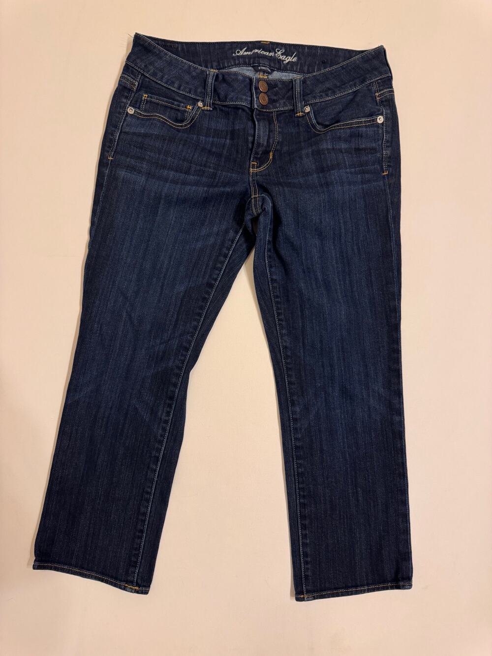 American Eagle Women's Artist Jeans Straight Crop Size 8 Dark Wash Denim 23"